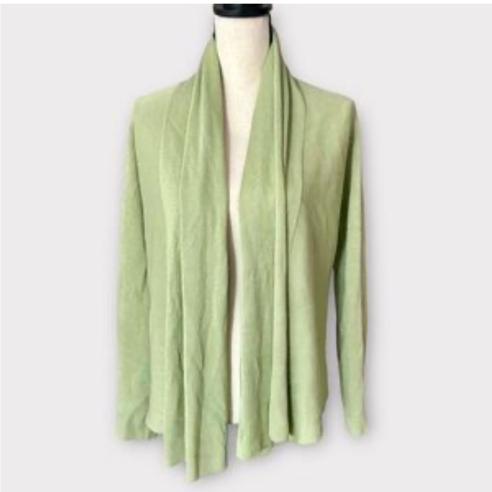 Saks Fifth Avenue Linen Light Green Cardigan Sweater sz M
